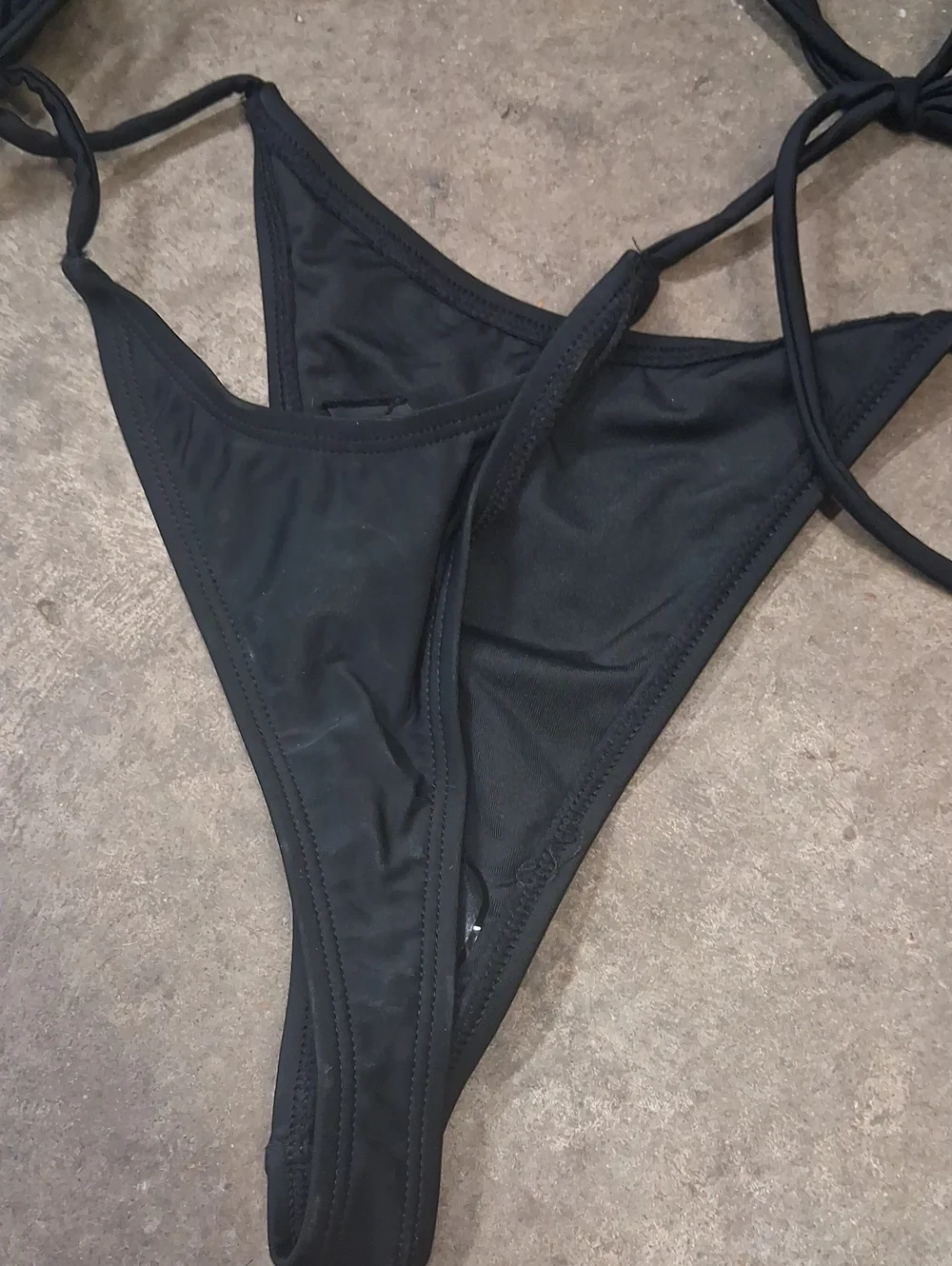 NWT Womens Classic Black String Bikini Top & Thong Bottom
